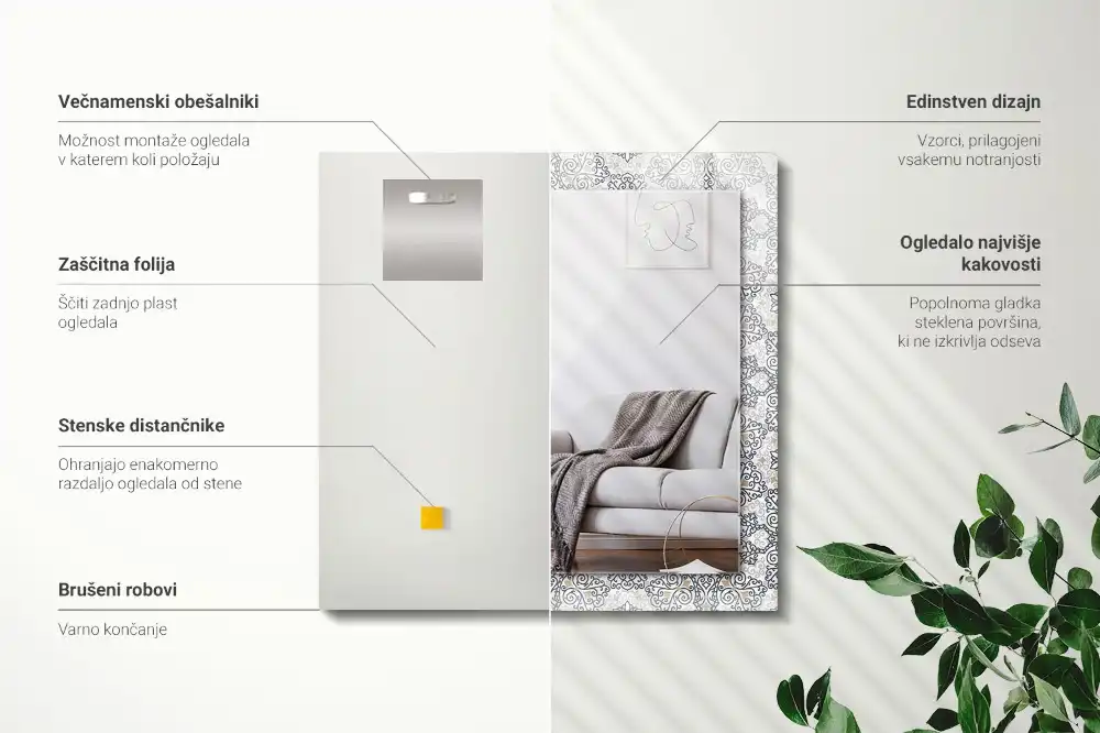 Obdĺžnikové dekoračné zrkadlo Ornamentálny vzor