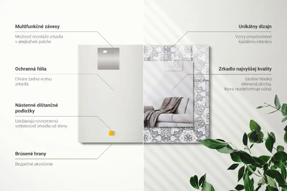 Obdĺžnikové dekoračné zrkadlo Ornamentálny vzor