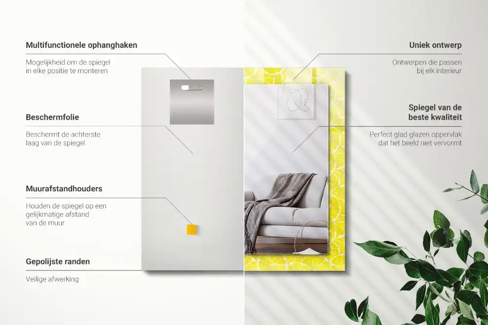 Obdĺžnikové zrkadlo s motívom Vzor s plátkami citróna