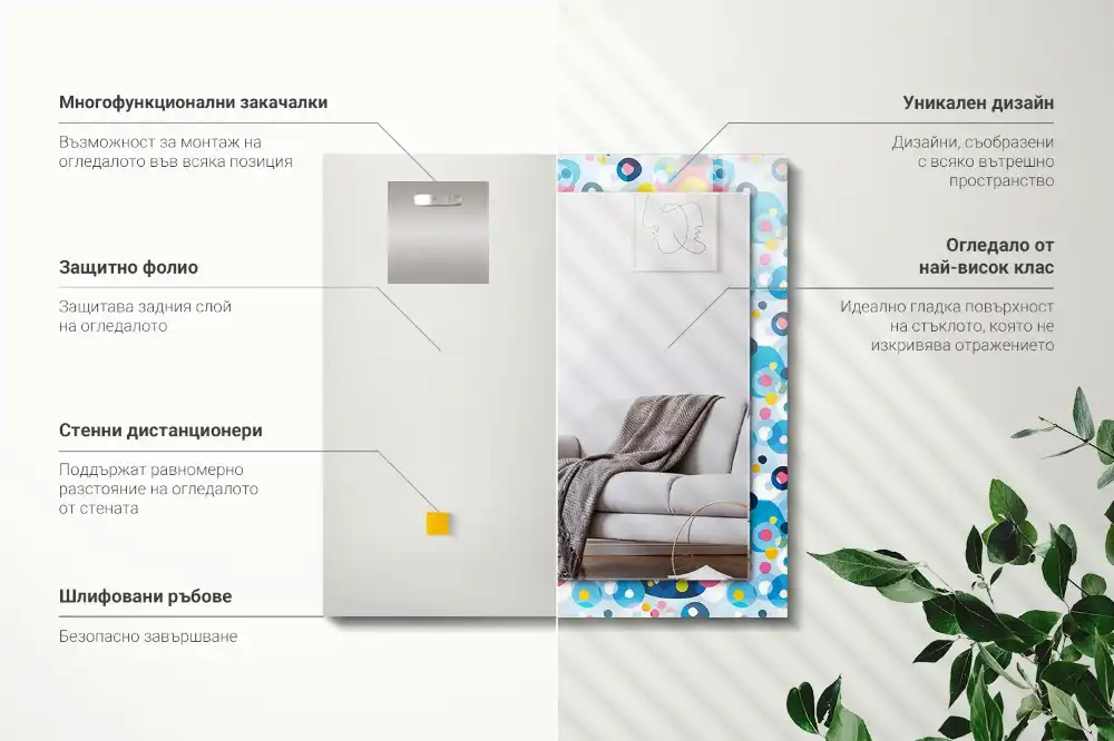 Obdĺžnikové ozdobné zrkadlo Farebné abstraktné vzory