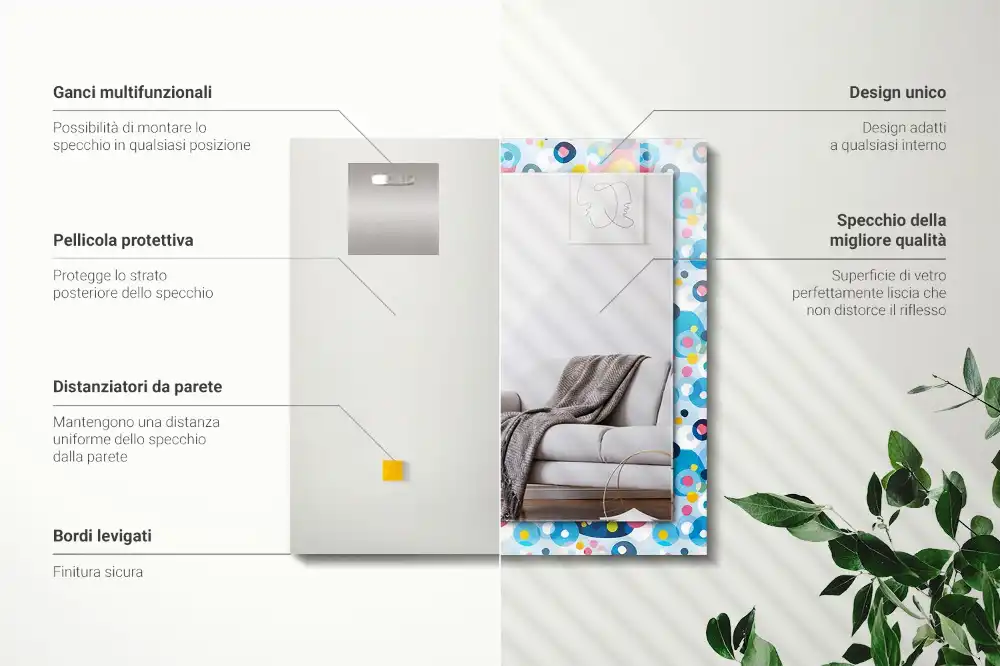 Obdĺžnikové ozdobné zrkadlo Farebné abstraktné vzory