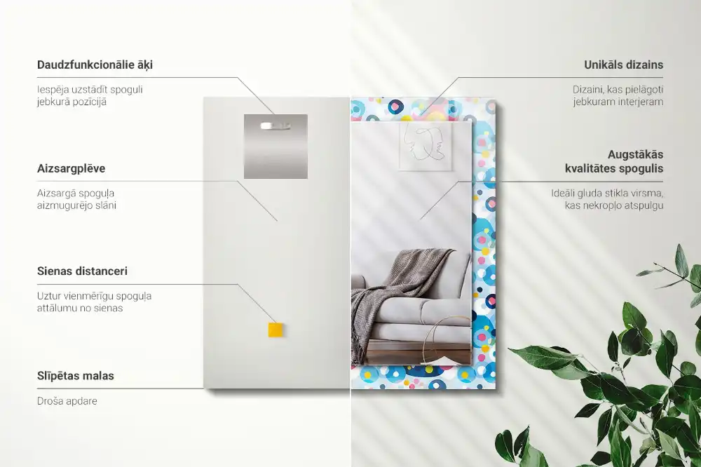 Obdĺžnikové ozdobné zrkadlo Farebné abstraktné vzory