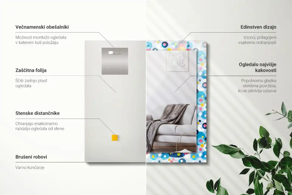 Obdĺžnikové ozdobné zrkadlo Farebné abstraktné vzory