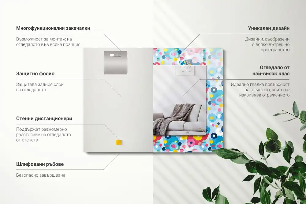 Obdĺžnikové ozdobné zrkadlo Farebné abstraktné vzory