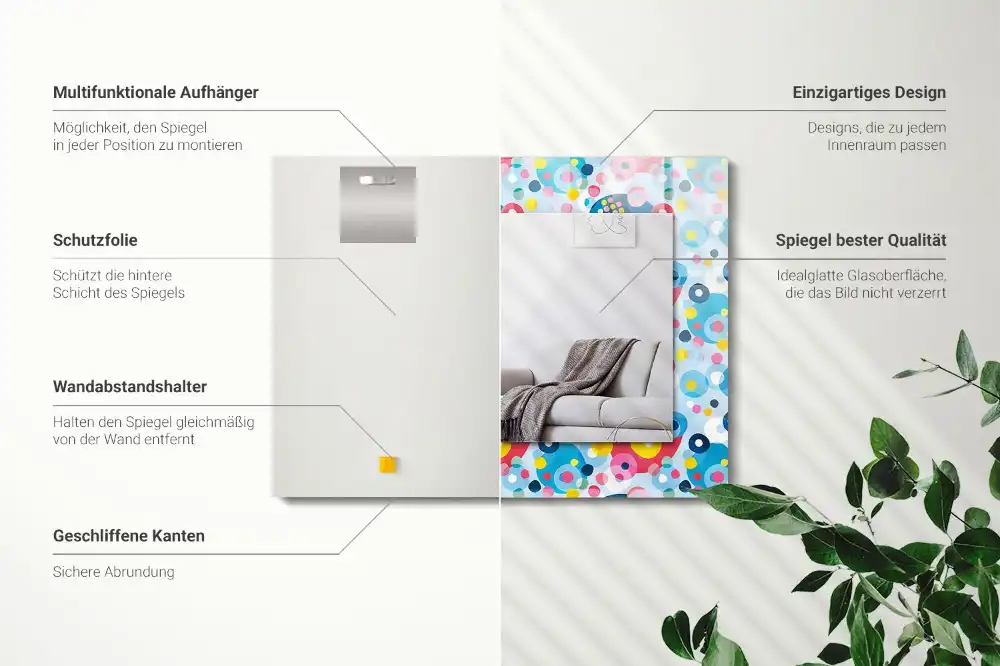 Obdĺžnikové ozdobné zrkadlo Farebné abstraktné vzory