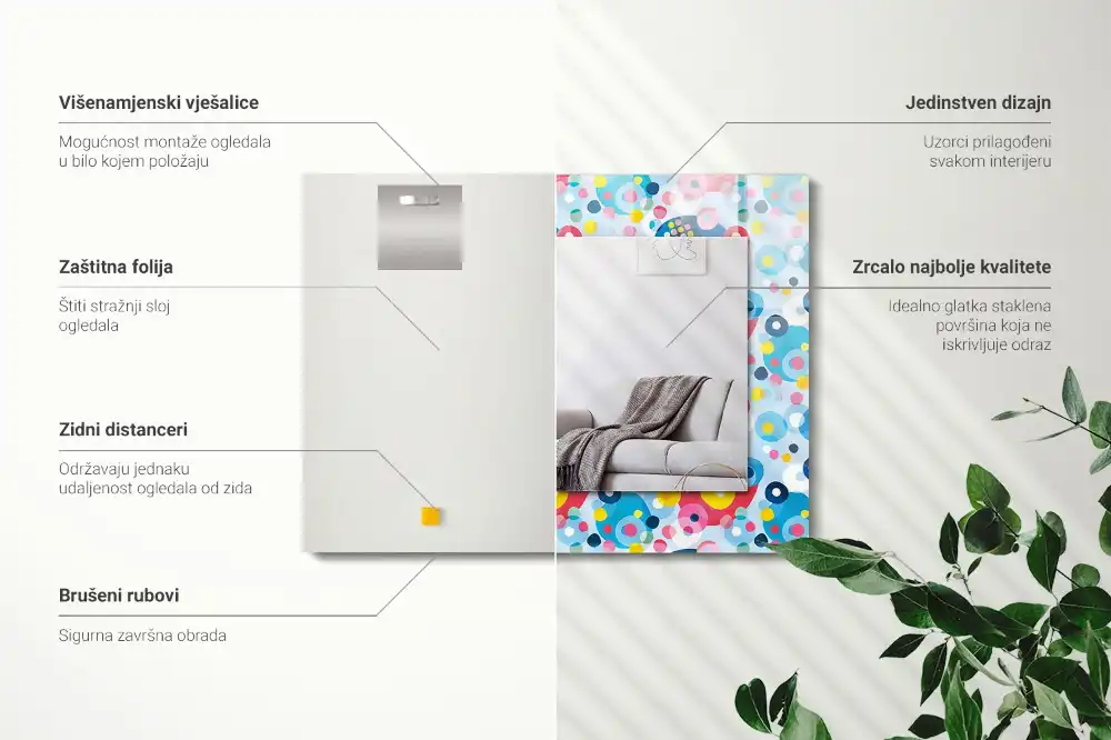 Obdĺžnikové ozdobné zrkadlo Farebné abstraktné vzory