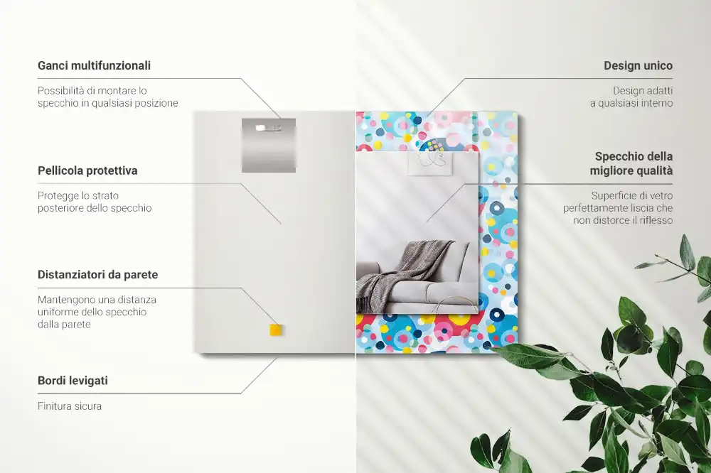 Obdĺžnikové ozdobné zrkadlo Farebné abstraktné vzory