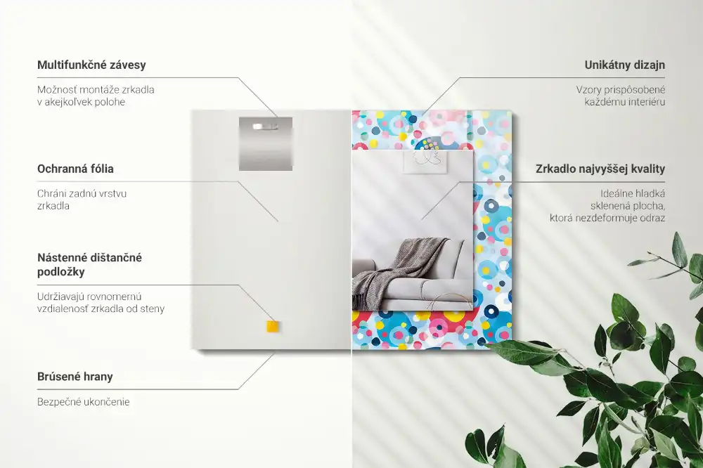 Obdĺžnikové ozdobné zrkadlo Farebné abstraktné vzory
