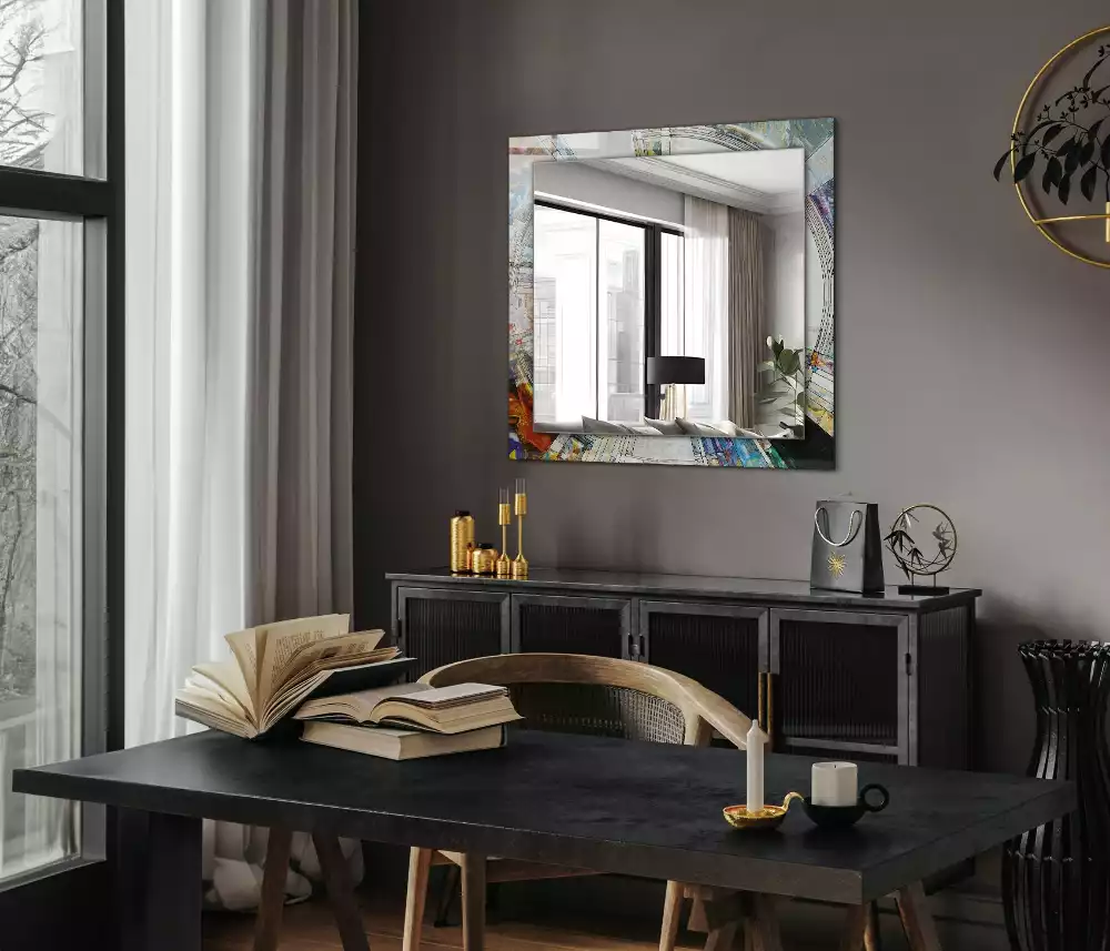 Obdĺžnikové dekoračné zrkadlo Abstraktná mozaika kruhov