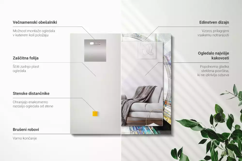 Obdĺžnikové dekoračné zrkadlo Abstraktná mozaika kruhov