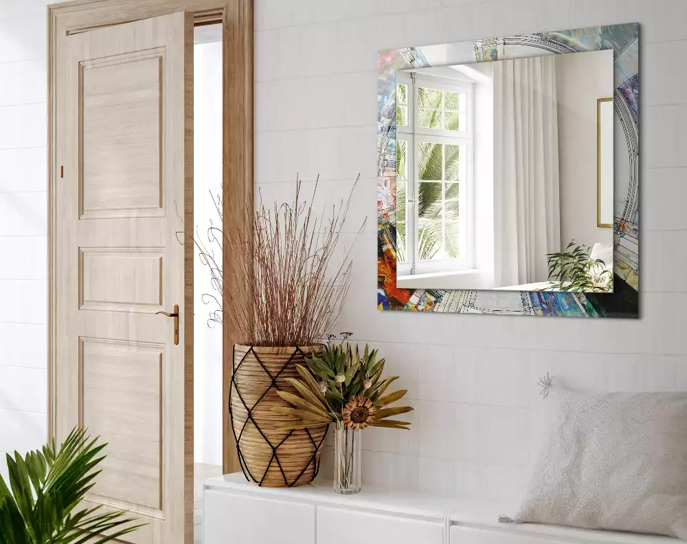 Obdĺžnikové dekoračné zrkadlo Abstraktná mozaika kruhov