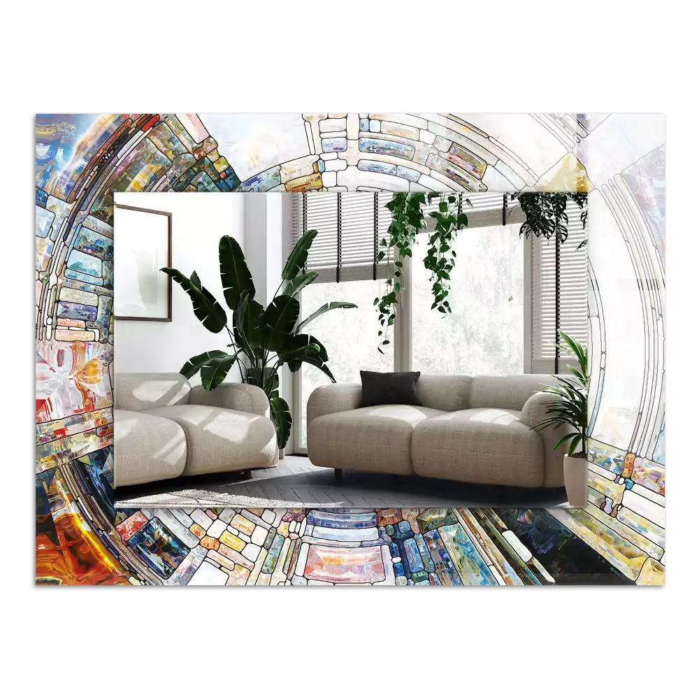 Obdĺžnikové dekoračné zrkadlo Abstraktná mozaika kruhov