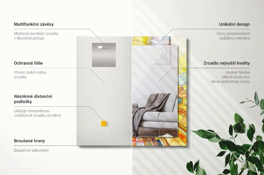 Obdĺžnikové dekoračné zrkadlo Farebná abstraktná mozaika