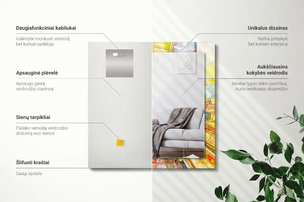 Obdĺžnikové dekoračné zrkadlo Farebná abstraktná mozaika