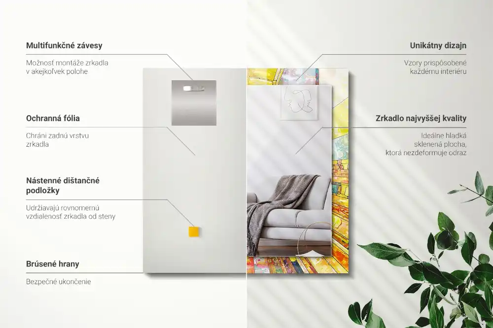 Obdĺžnikové dekoračné zrkadlo Farebná abstraktná mozaika