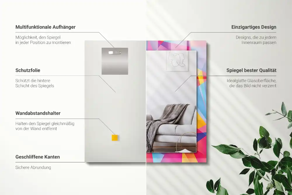 Obdĺžnikové ozdobné zrkadlo Farebné geometrické vzory