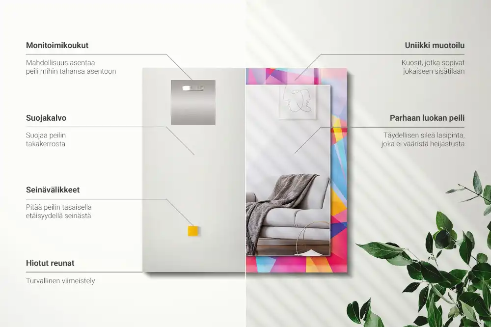 Obdĺžnikové ozdobné zrkadlo Farebné geometrické vzory