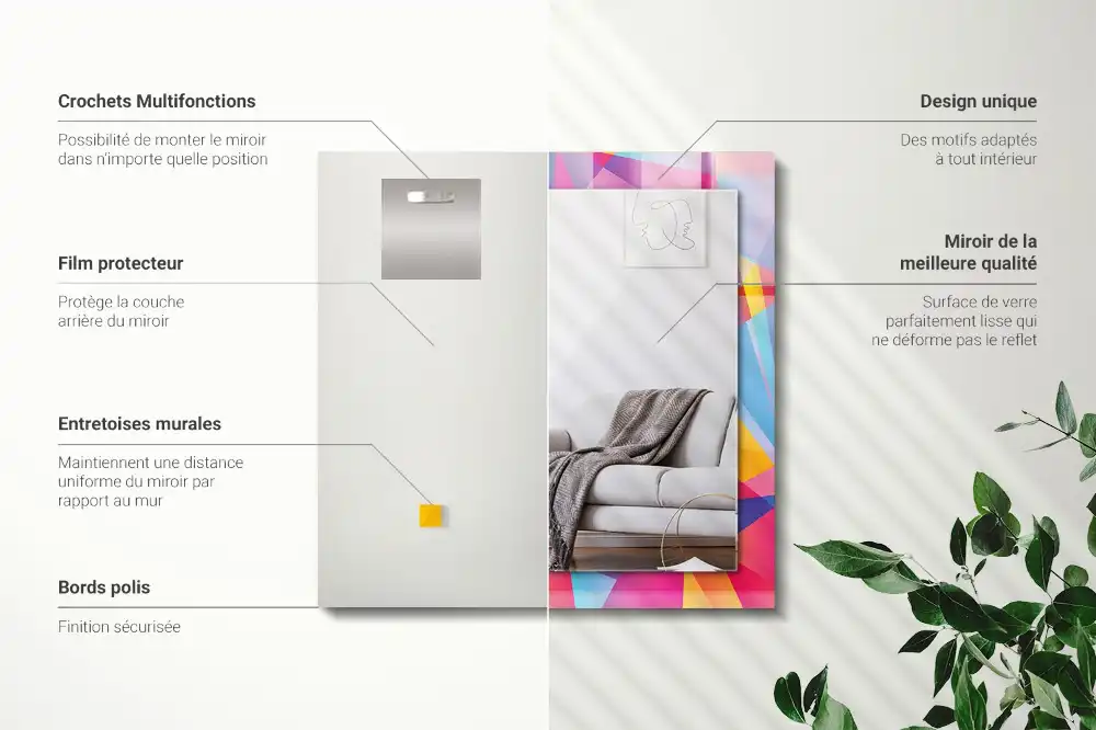 Obdĺžnikové ozdobné zrkadlo Farebné geometrické vzory