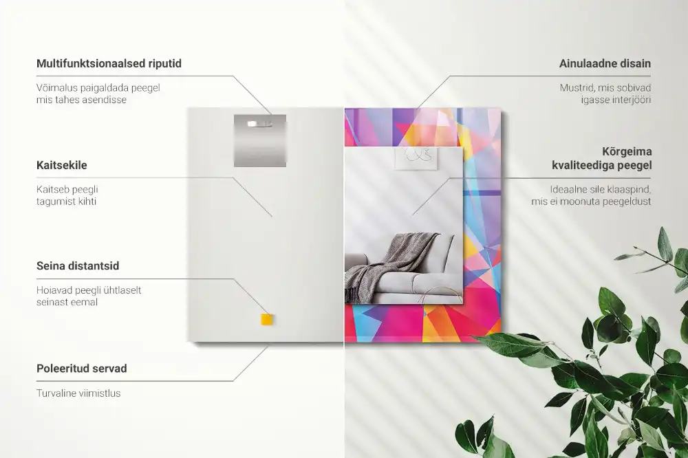 Obdĺžnikové ozdobné zrkadlo Farebné geometrické vzory