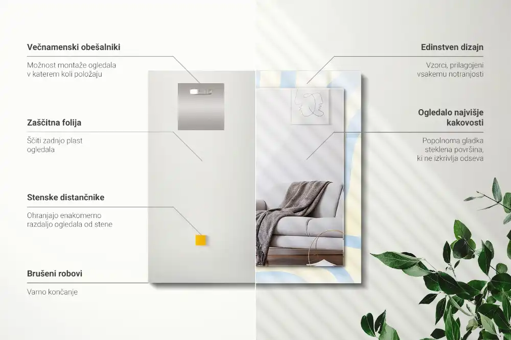 Obdĺžnikové dekoračné zrkadlo Abstraktné vlnité vzory