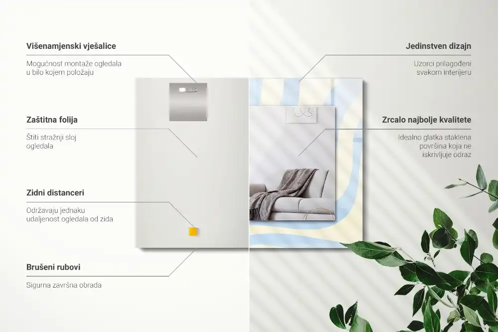 Obdĺžnikové dekoračné zrkadlo Abstraktné vlnité vzory