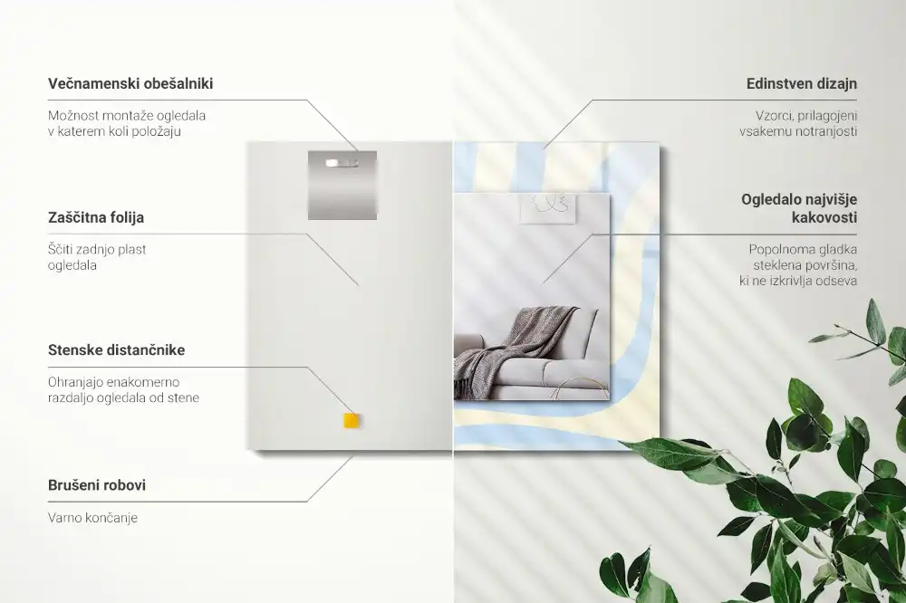 Obdĺžnikové dekoračné zrkadlo Abstraktné vlnité vzory