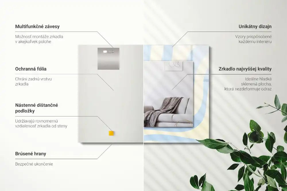 Obdĺžnikové dekoračné zrkadlo Abstraktné vlnité vzory