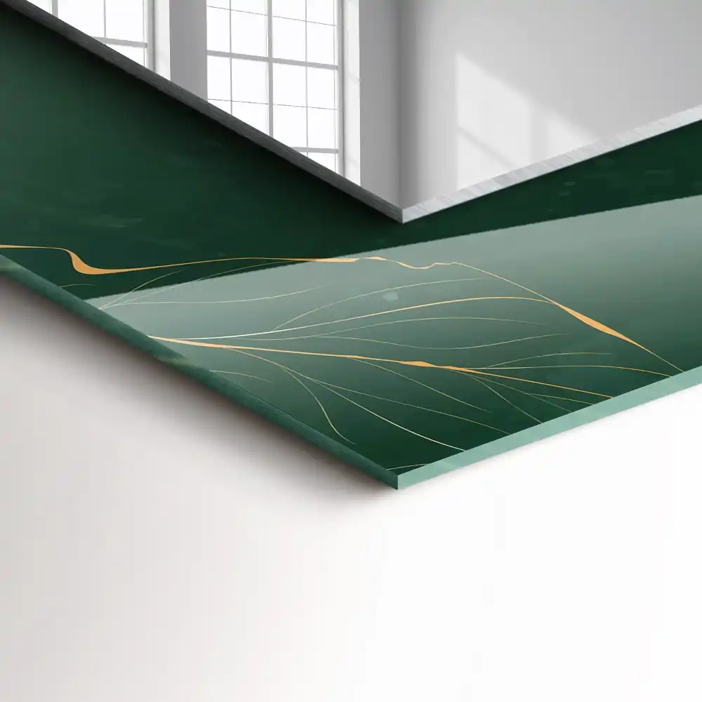 Obdĺžnikové ozdobné zrkadlo Zelené listy zlata