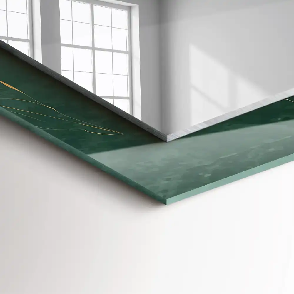 Obdĺžnikové ozdobné zrkadlo Zelené listy zlata