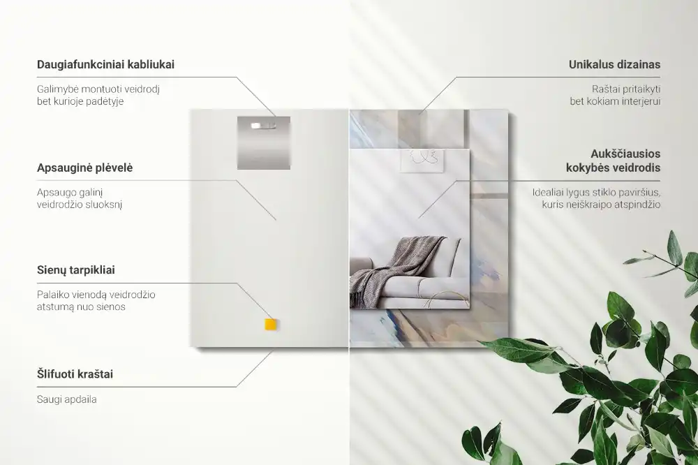 Obdĺžnikové zrkadlo s motívom Abstraktné farebné vzory