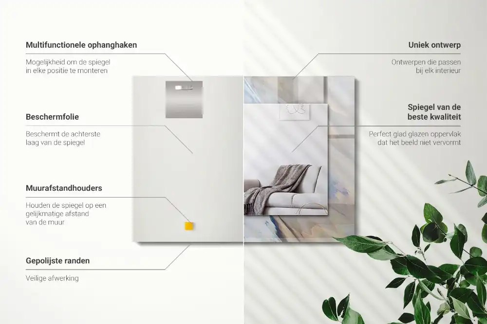 Obdĺžnikové zrkadlo s motívom Abstraktné farebné vzory