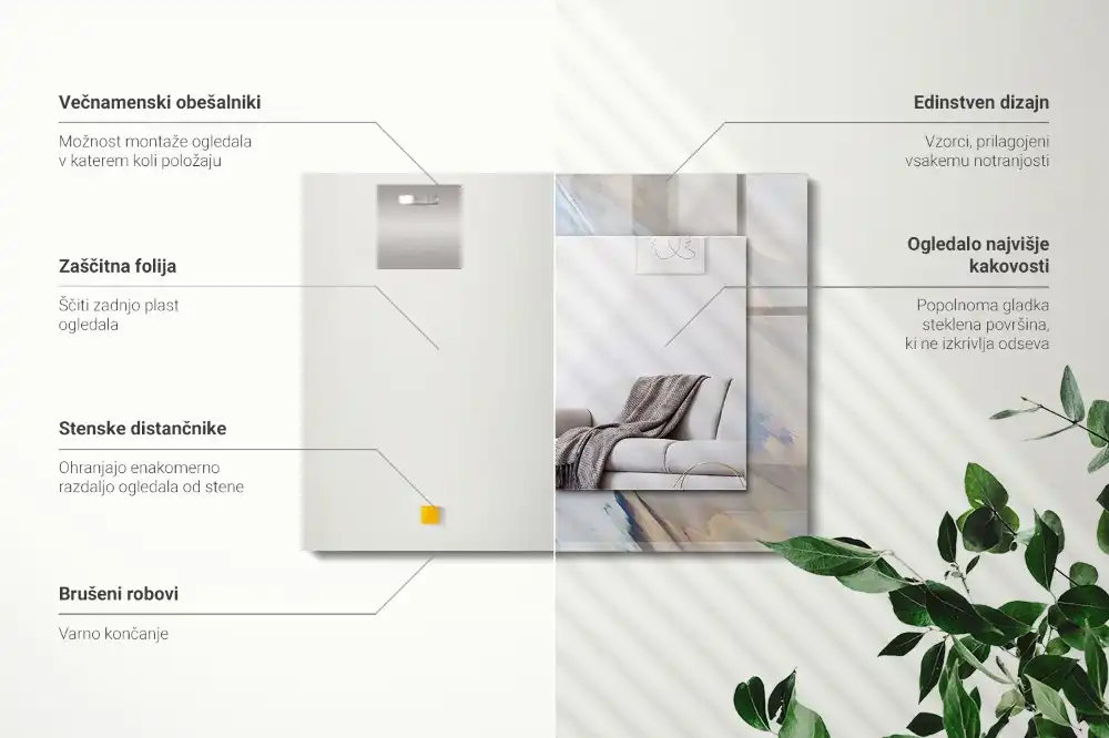 Obdĺžnikové zrkadlo s motívom Abstraktné farebné vzory