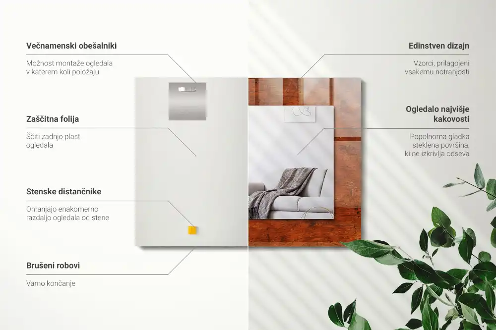 Obdĺžnikové ozdobné zrkadlo Starý drevený stôl