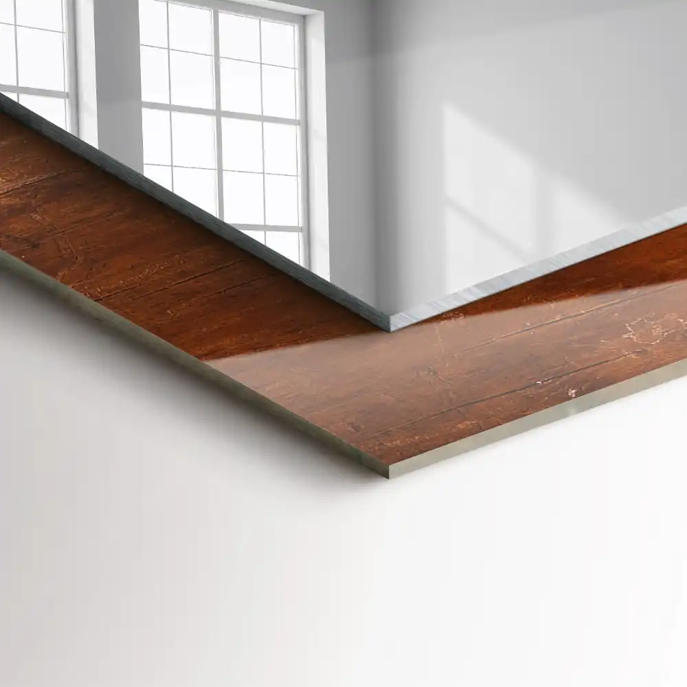 Obdĺžnikové ozdobné zrkadlo Starý drevený stôl