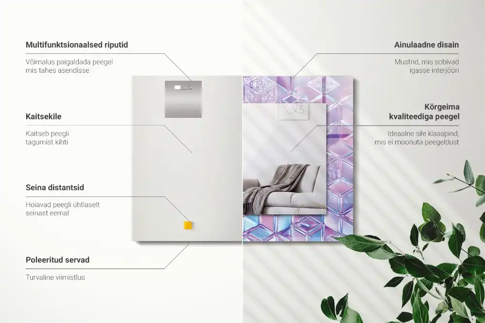 Obdĺžnikové dekoračné zrkadlo Priehľadné farebné kocky