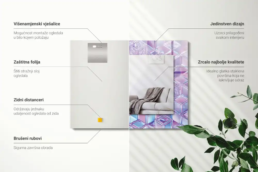 Obdĺžnikové dekoračné zrkadlo Priehľadné farebné kocky