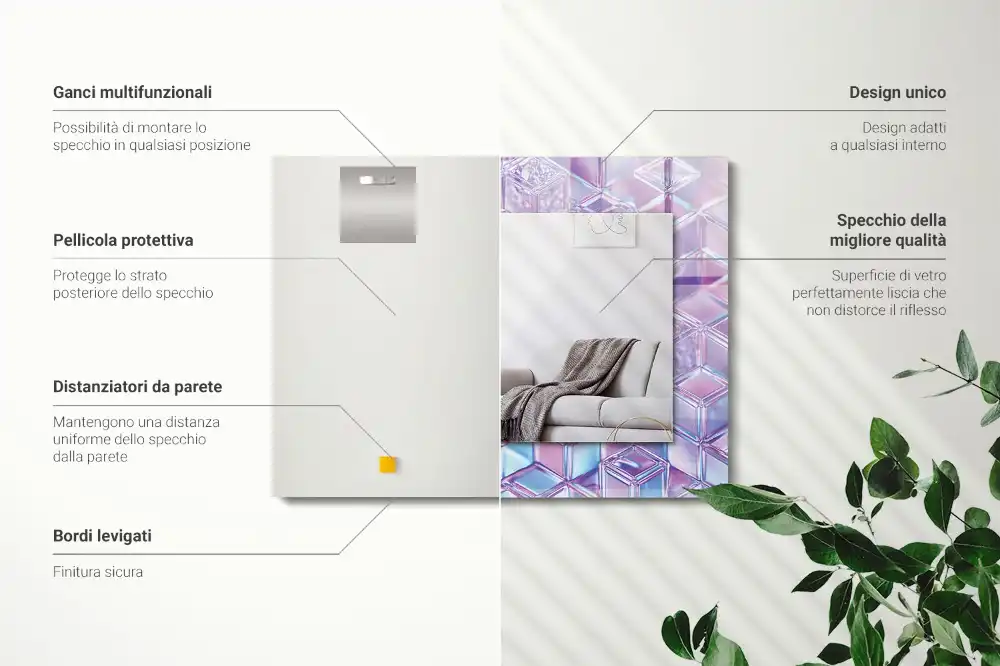 Obdĺžnikové dekoračné zrkadlo Priehľadné farebné kocky