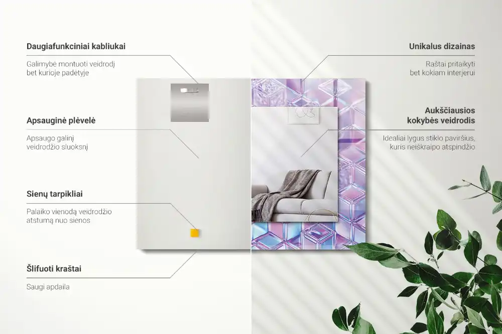 Obdĺžnikové dekoračné zrkadlo Priehľadné farebné kocky