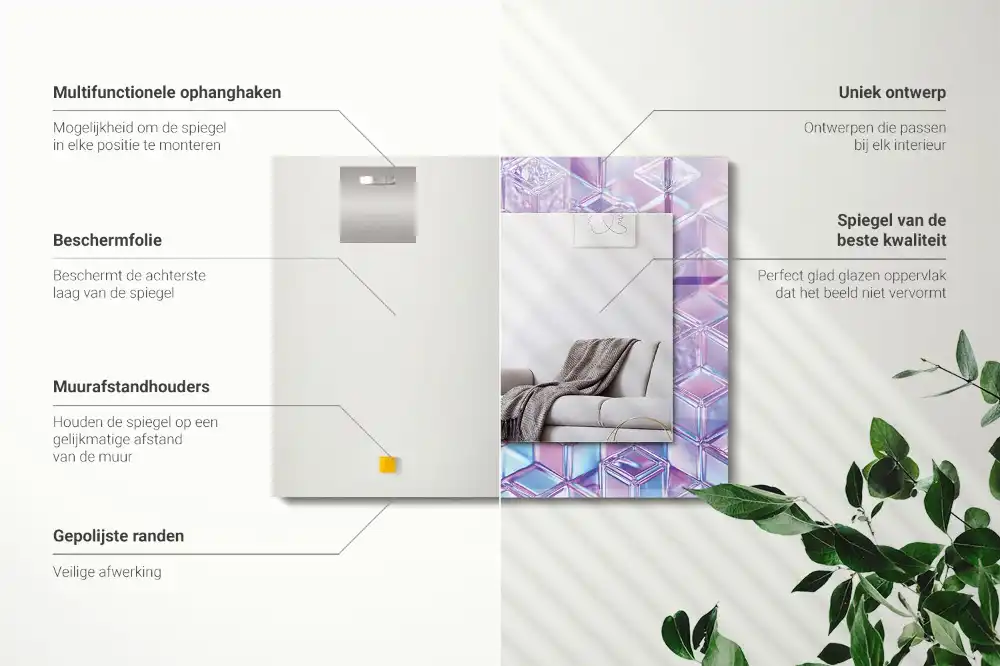 Obdĺžnikové dekoračné zrkadlo Priehľadné farebné kocky