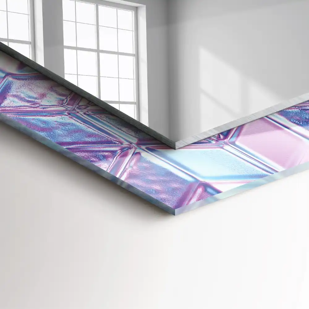 Obdĺžnikové dekoračné zrkadlo Priehľadné farebné kocky