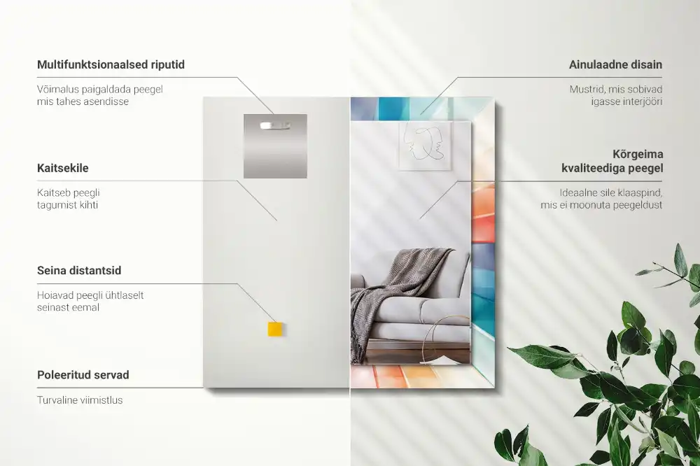 Obdĺžnikové zrkadlo s motívom Farebné svetelné lúče