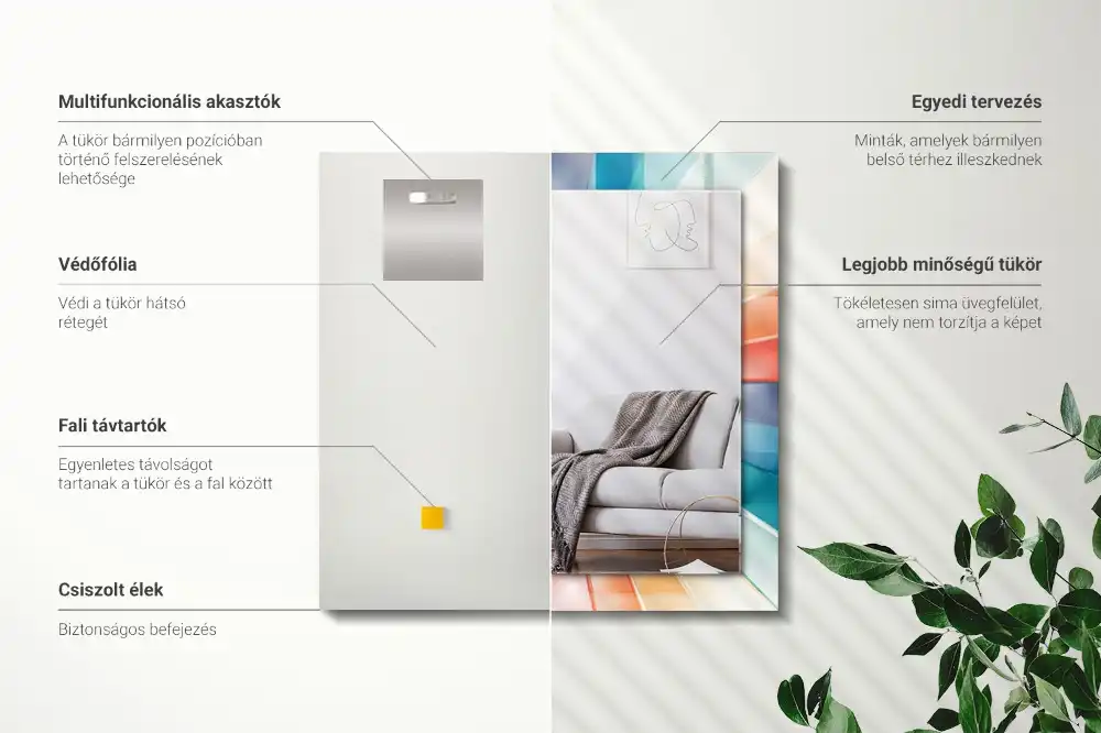 Obdĺžnikové zrkadlo s motívom Farebné svetelné lúče