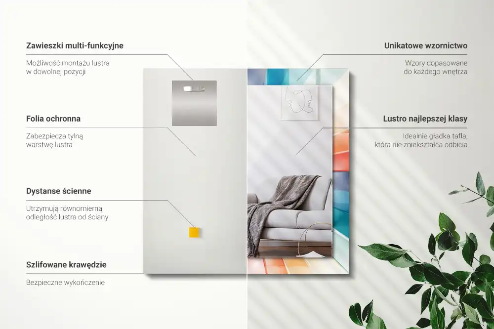 Obdĺžnikové zrkadlo s motívom Farebné svetelné lúče