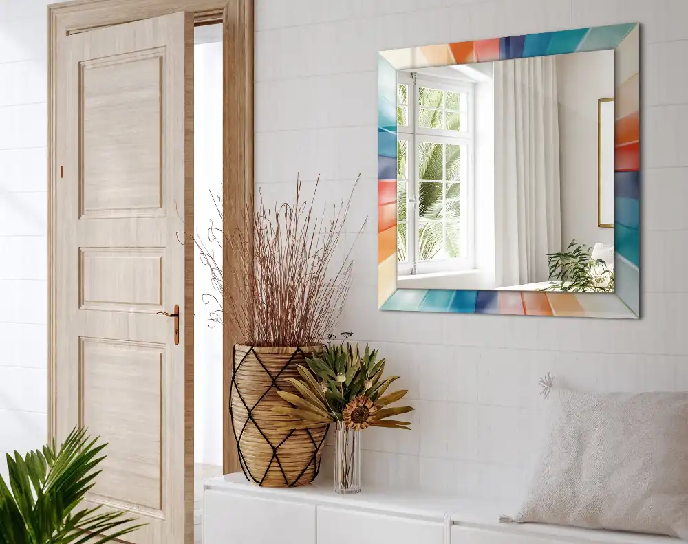 Obdĺžnikové zrkadlo s motívom Farebné svetelné lúče