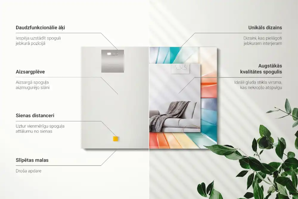 Obdĺžnikové zrkadlo s motívom Farebné svetelné lúče