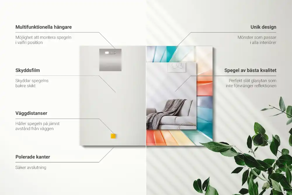 Obdĺžnikové zrkadlo s motívom Farebné svetelné lúče