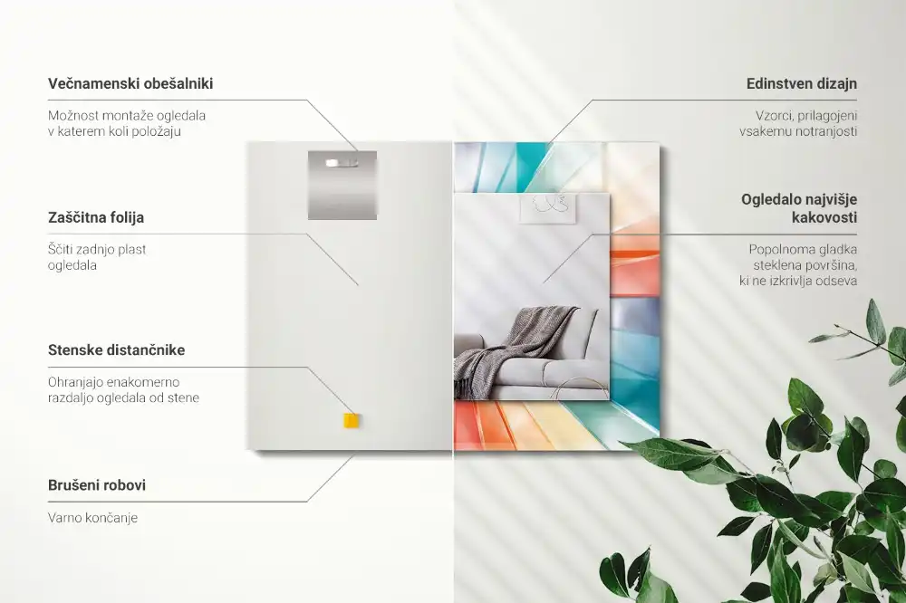 Obdĺžnikové zrkadlo s motívom Farebné svetelné lúče