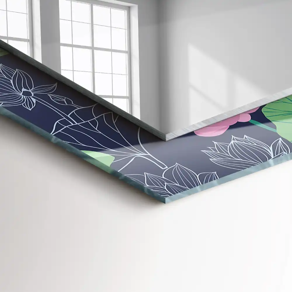 Obdĺžnikové ozdobné zrkadlo Ružové lotosové kvety