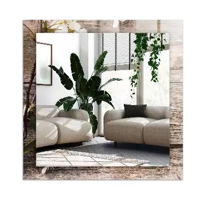 Obdĺžnikové dekoračné zrkadlo Kvety na dreve