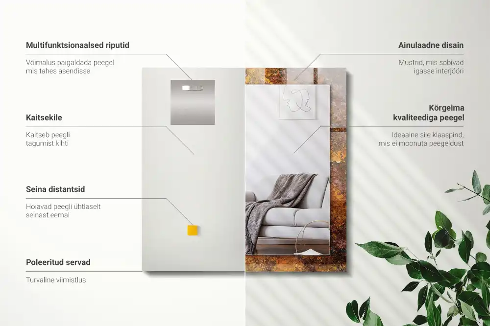 Obdĺžnikové zrkadlo s motívom Hrdzavý kovový povrch